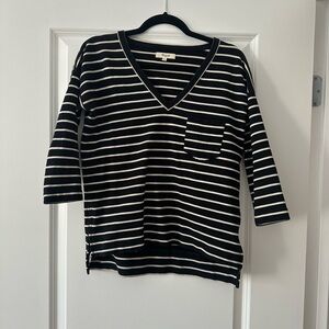 Madewell Black and Cream Striped Top